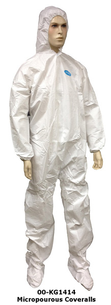 Microporous coverall - attached hood, boots, elastic wrists