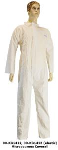 Microporous coverall- zipper front with storm flap and collar